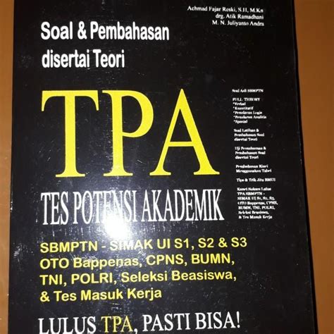 Jual Liaad Buku Soal Pembahasan Disertai Teori Tpa Tes Potensi