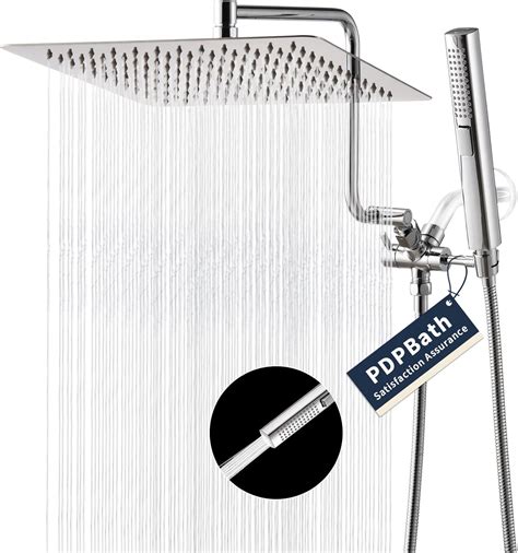 Pdpbath All Metal Shower Head With Handheld Combo Rainfall Shower