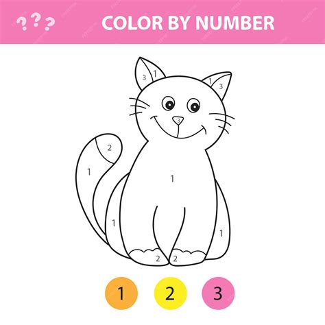 Premium Vector Cat Painting Page Color By Numbers Worksheet For