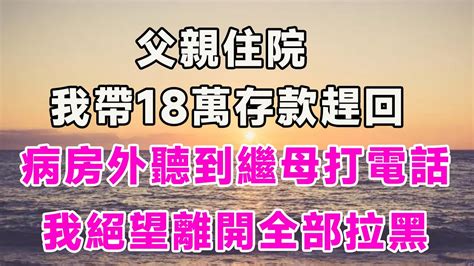 父親住院，我帶18萬存款趕回，病房外聽到繼母打電話，我絕望離開全部拉黑 Youtube