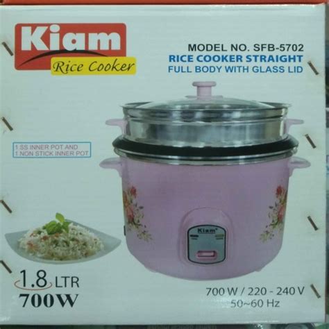 Kiam Rice Cooker 1 8 Liters Straight Full Body One Non Stick Pot 700 Watts Sfb 5702