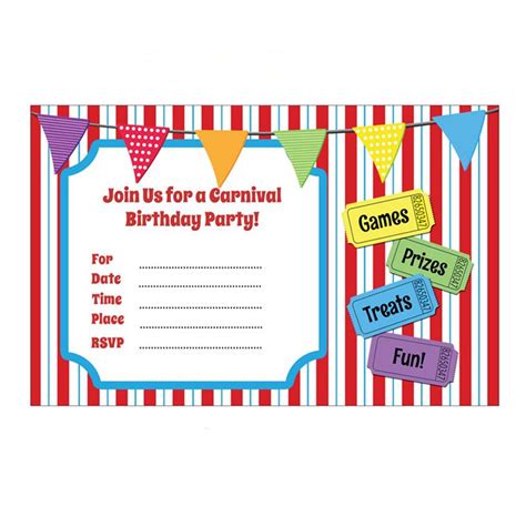 Carnival Party Themed Invitations - Discount Invitations -Unique Design!