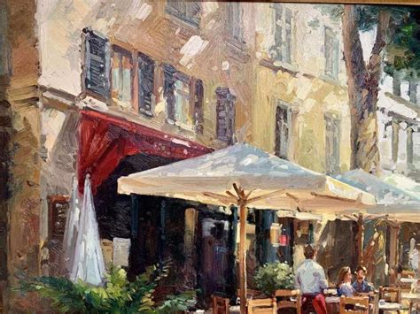 Parisian Street Cafe Scene Oil on Canvas Painting | Classic Imports ...