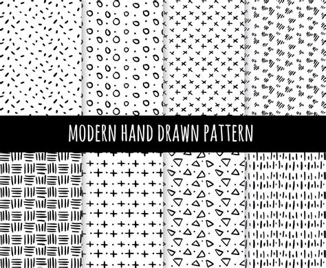 Modern Hand Drawn Pattern Collection Vector Vector Art Graphics