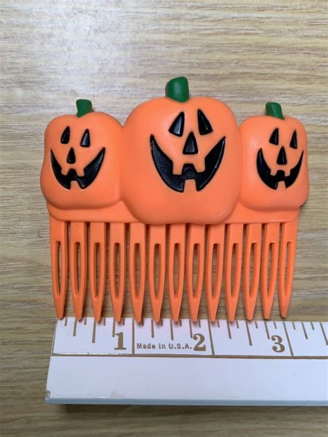 Halloween Boo Bazaar Orange Pumpkins Haunter Hair Comb Vintage Hallmark