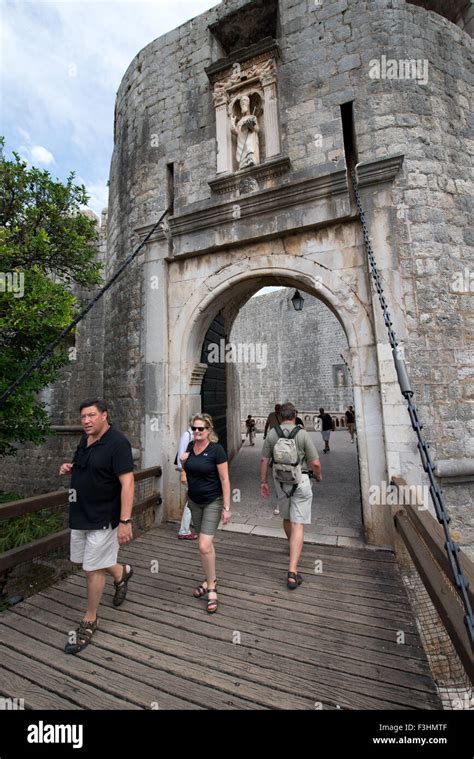 Lift Bridge Of Pile Gate Main Entrance To Old Town Dubrovnik Croatia