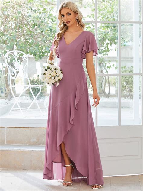 Ruffle Chiffon Lotus Hemline Bridesmaid Dress Ever Pretty Uk