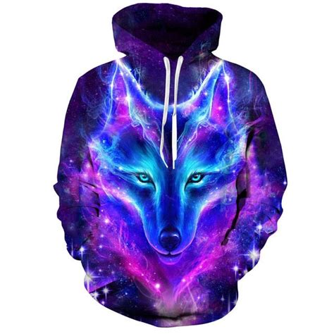 Fashion Galaxy Space 3D Wolf Hoodie Sweatshirts for unisex - wanahavit