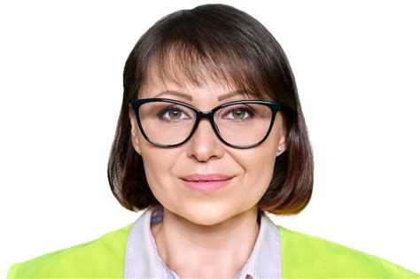 Premium Photo Headshot Of Industrial Mature Woman In Protective Vest Glasses On White Isolated