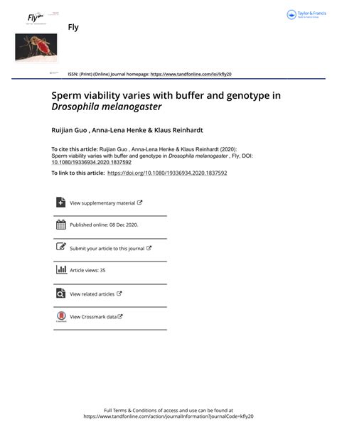 Pdf Sperm Viability Varies With Buffer And Genotype In Drosophila