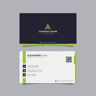 Business Card Design With Green And Black Accents On The Front Dark