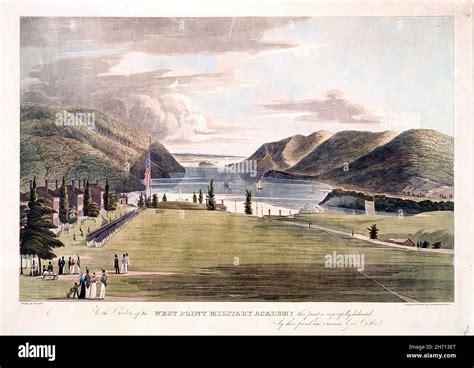 19th Century Engraving The West Point Military Academy New York