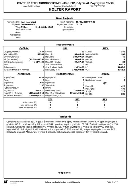 Przykładowe wyniki badań HolterHELP badania Holterem EKG