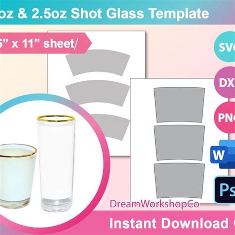 1 5oz Shot Glass Template Sublimation Ms Word Psd Png Etsy Uk