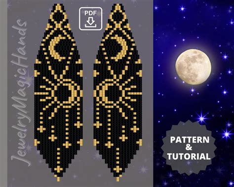 Earrings Sun And Moon Day Night Brick Stitch Pattern Celestial Star