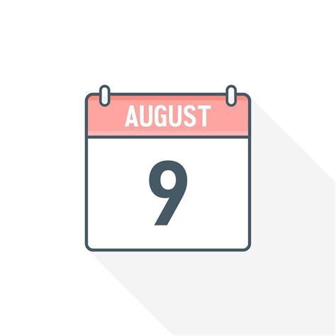 9th August calendar icon. August 9 calendar Date Month icon vector ...