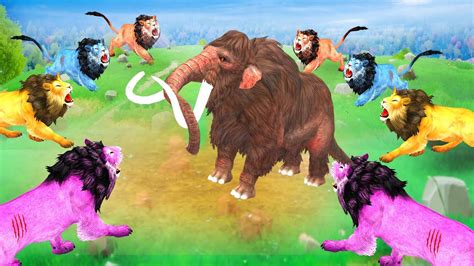 Mammoth Elephant Fight With 10 Zombie Lions To Rescue Save 10 Buffalo S