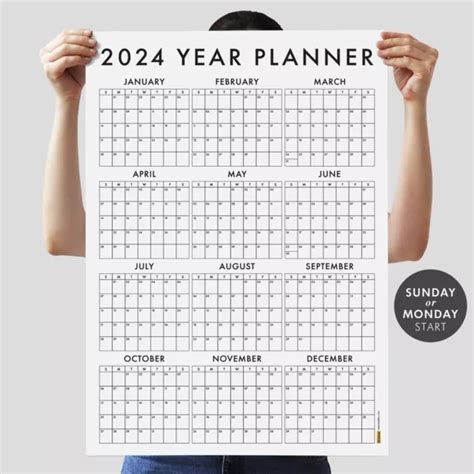 Blue 2024 Wall Calendar 2024 Wall Planner 2024 Year Planner 35x50