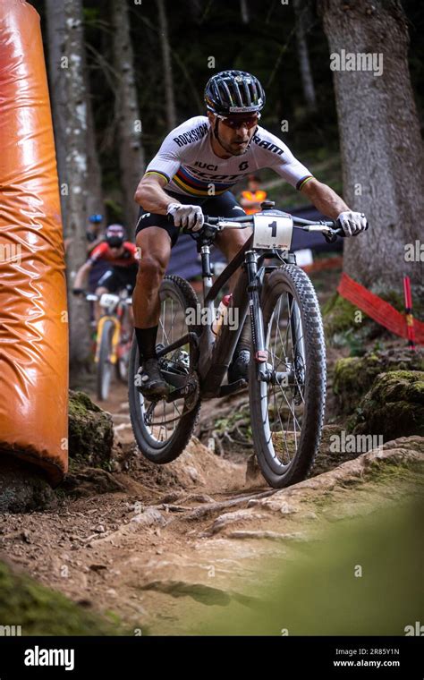 Biker Nino Schurter Competes In The Uci Mountain Bike World Cup Race In