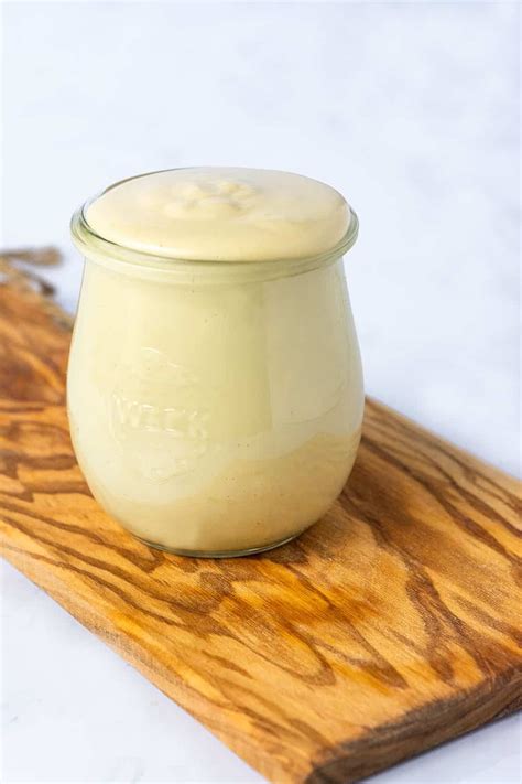 Vegan Mayo Recipe In Two Glass Jars The One In The Foreground With A