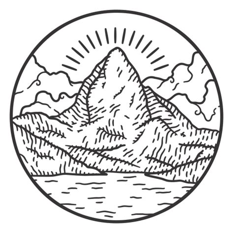 Design Png E Svg De Montanha Na Paisagem De Acidente Vascular Cerebral Para Camisetas