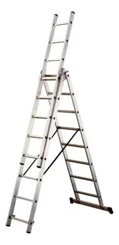 Escalera Extensible De Aluminio Tres Tramos Esc Mt G P Meses Sin