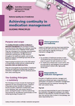 Fact Sheet Achieving Continuity In Medication Management Australian