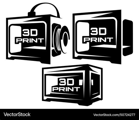 A set of three 3d printer templates Royalty Free Vector