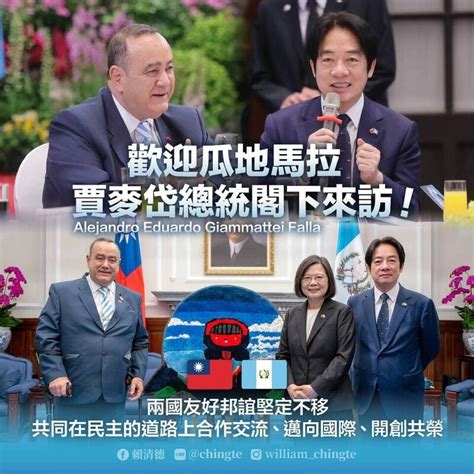 陪蔡總統會晤瓜國總統 賴清德：讓世界擁抱台灣 政治 自由時報電子報