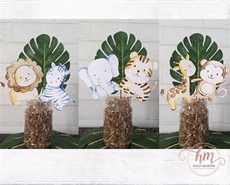 Jungle Centerpieces Set Of 6 Jungle Animal Cutouts 4 And 6 Tropical