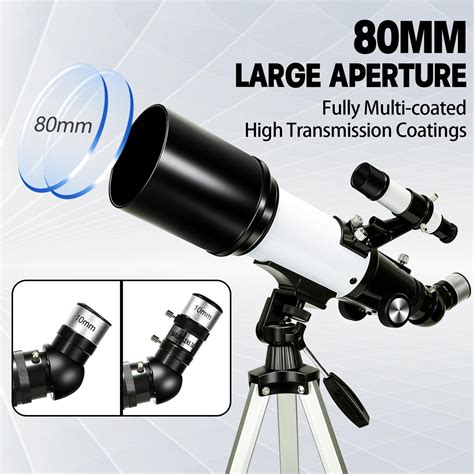 Telescope 80mm Aperture 500mm Astronomical Portable Refracting Fully Multi Coated High