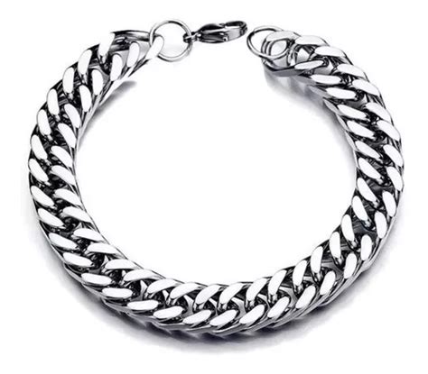 Pulseira Grossa Masculina Elo Duplo Aço Inox Legítimo Prata MercadoLivre