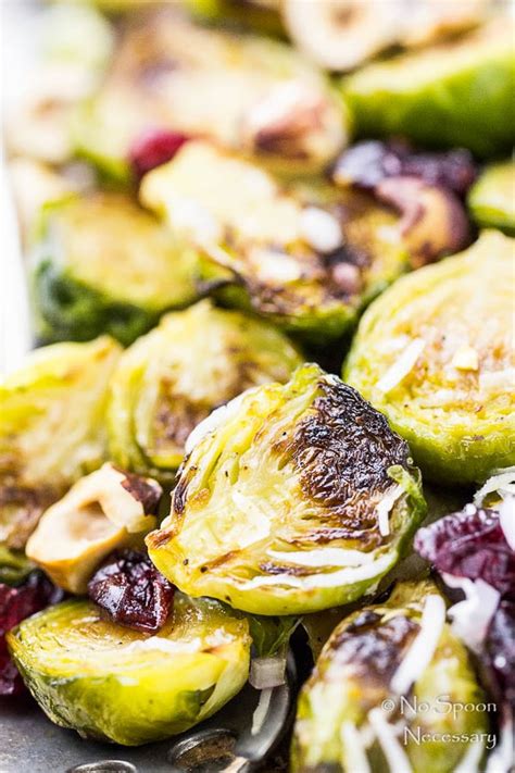 Maple Roasted Brussels Sprouts With Cranberries And Hazelnuts No Spoon