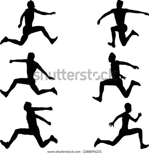 Set Black Silhouette Male Athlete Triple Stock Vector Royalty Free