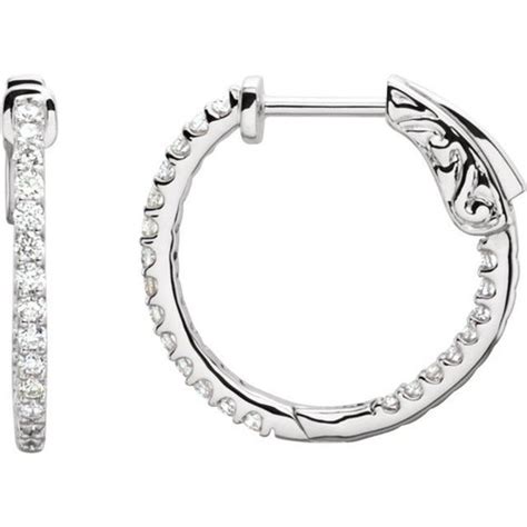 Platinum 19 Mm Diamond Inside Out Hoop Earrings Platinumonly