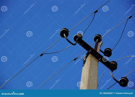 Concrete Electric Pole With Wires Stock Image Image Of Electricity