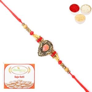 Ghasitaram Gifts 8487 Premium Rakhi With 200 Gms Of Kaju Katli Assorted