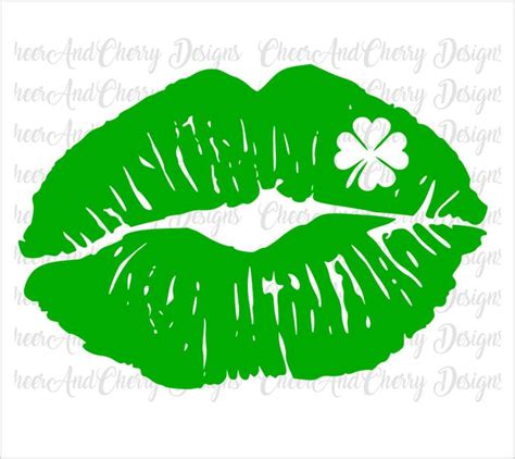 Lip St Patricks Day Svg Distressed Lips With Clover Svg Kiss SVG