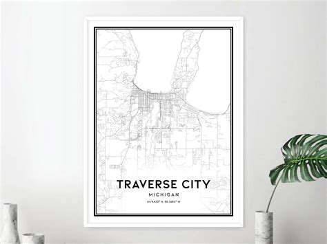 Traverse City Map Print Traverse City Map Poster Wall Art Mi - Etsy