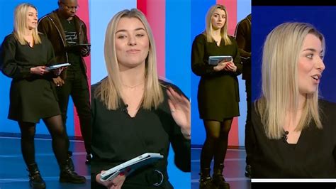 Harriet Prior Sexy Blonde In A Short Green Dress W Tights And Boots Sky Sports News 15 11 2023