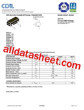 Bc C Datasheet Pdf Continental Device India Limited