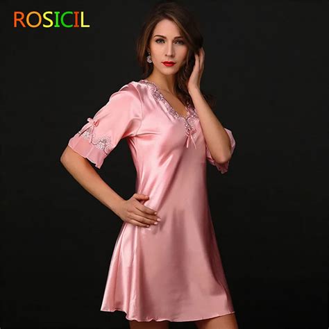 Rosicil Woman Summer Lace Nightwear Homewear Nightdress Ice Silk Sexy