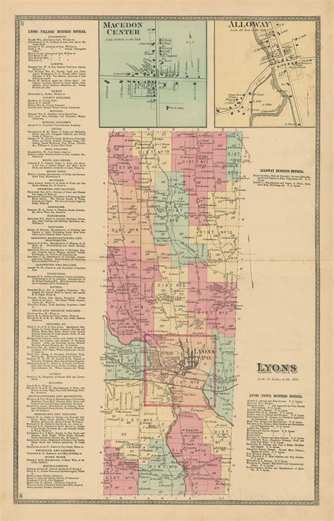 Town Of Lyons New York Map Replica And Genuine Original