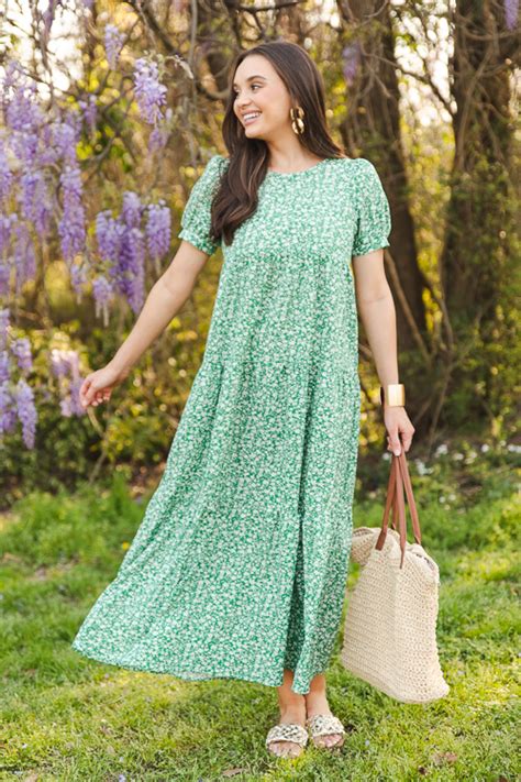 Go Green Floral Maxi New Arrivals The Blue Door Boutique