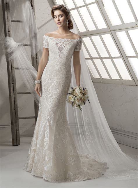 Illusion Off The Shoulder Neckline Wedding Gown