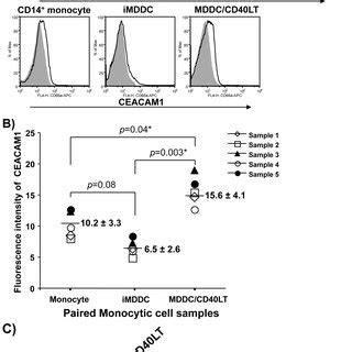 Expression Of CEACAM1 By Immature And Mature MDDCs A The Histograms