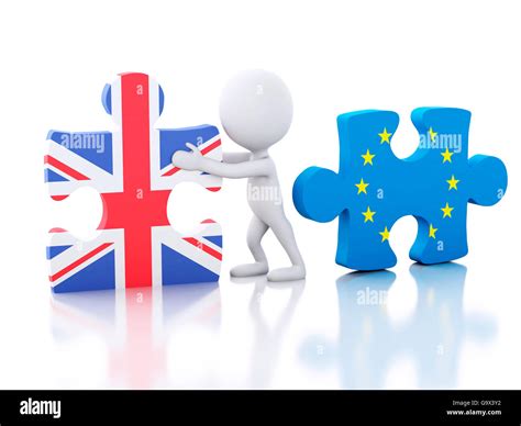 D Renderer Illustration Puzzle With Great Britain And European Union