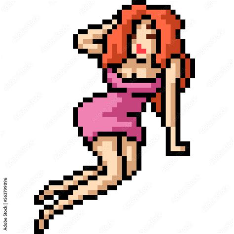 Pixel Art Sexy Woman Pose Stock Vector Adobe Stock