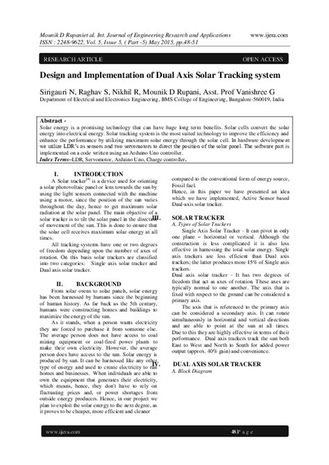 Pdf Design And Implementation Of Dual Axis Solar Tracking System