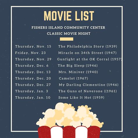 Movie Schedule - Fishers Island Community Center